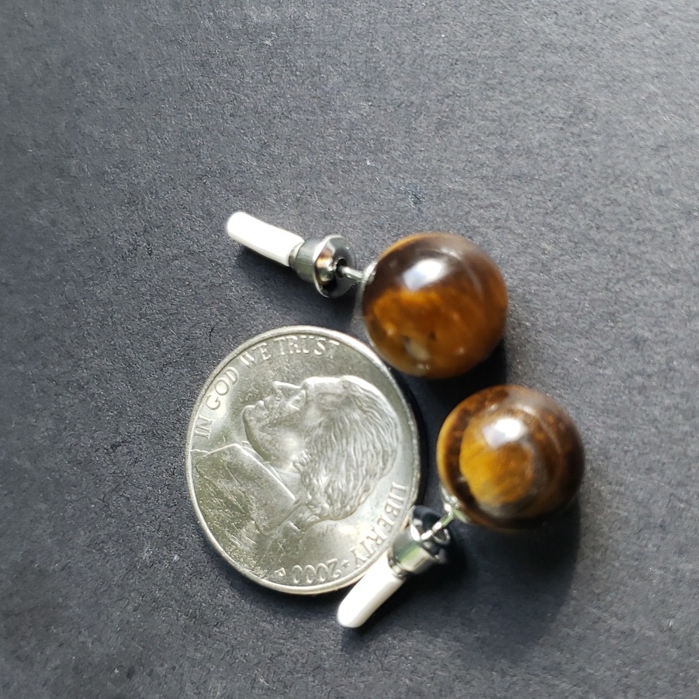 Tigers Eye Stone Stud Earrings. NWT